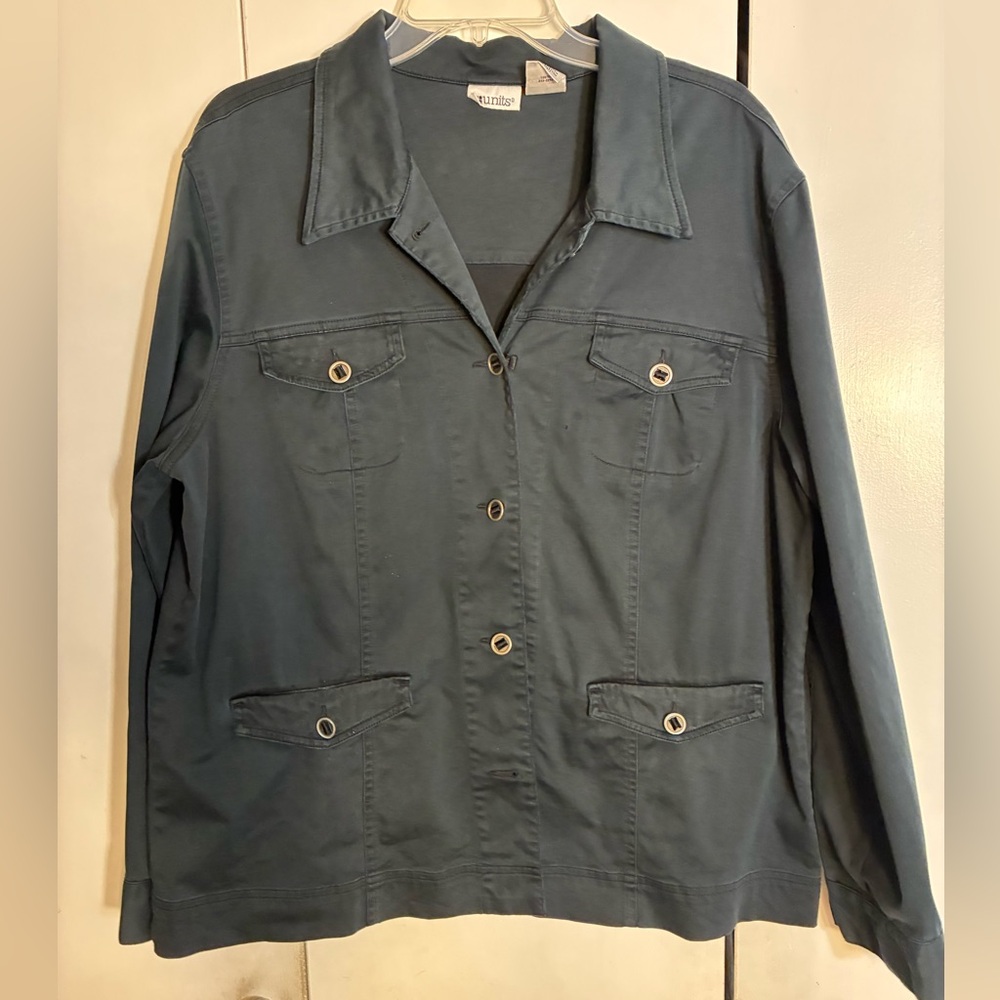 Units Women Jacket XXLT Navy ChoreBarn Coat Shacket Classic Utility Farm Stretch